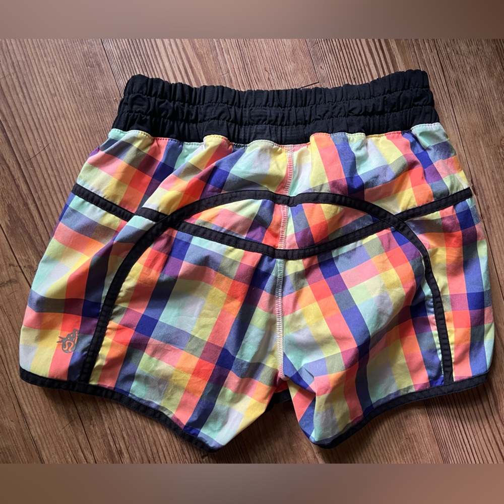 lululemon athletica Multicolor Plaid Athletic running Shorts